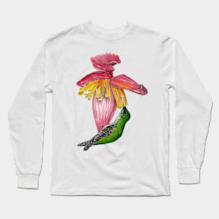 Time To Feed Watercolor Hummingbird Long Sleeve T-Shirt